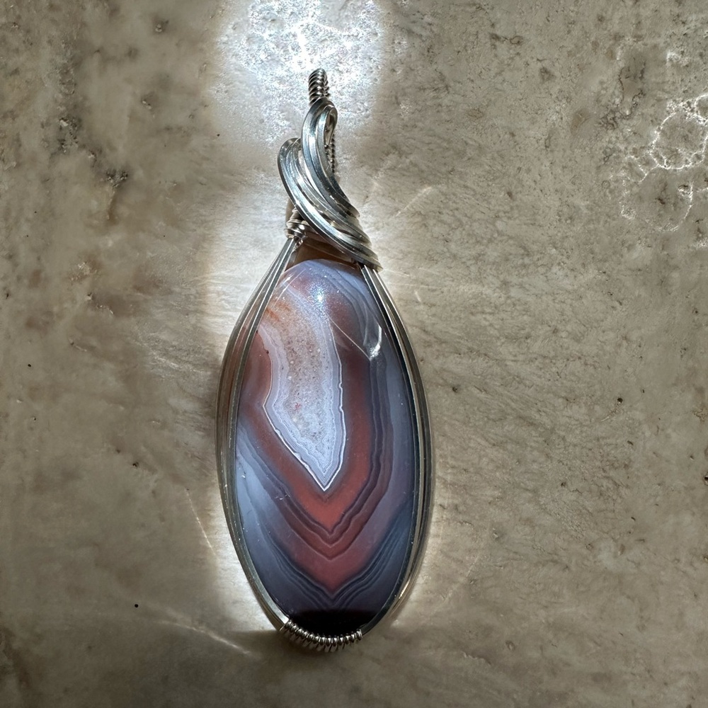 Sterling Silver Botswana Agate Necklace Pendant
